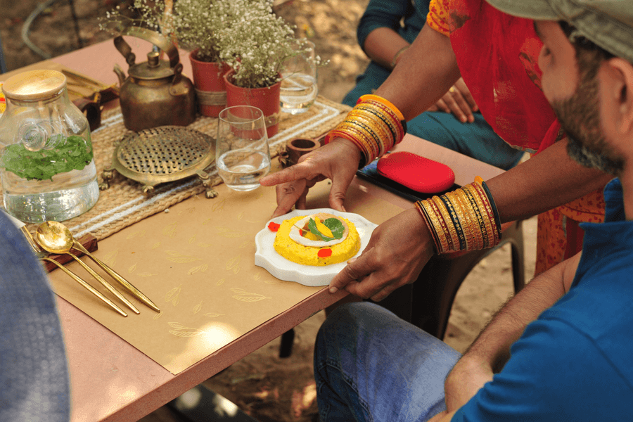 A shared meal laid out on the table