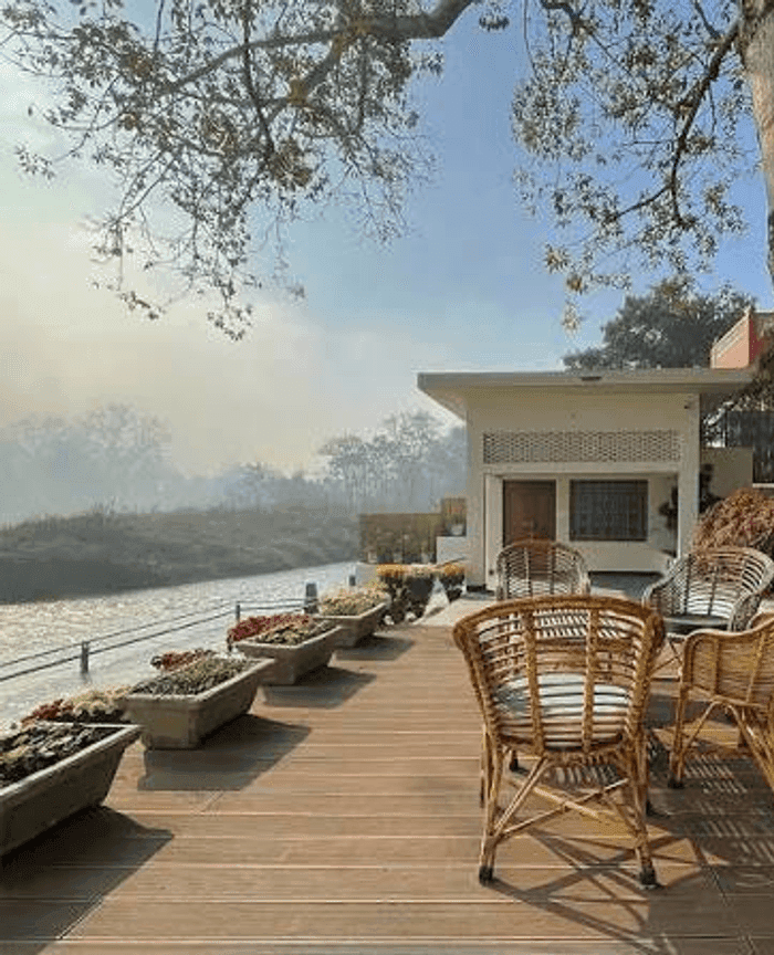 Interior of Amrit Bhawan set for guests in Haridwar